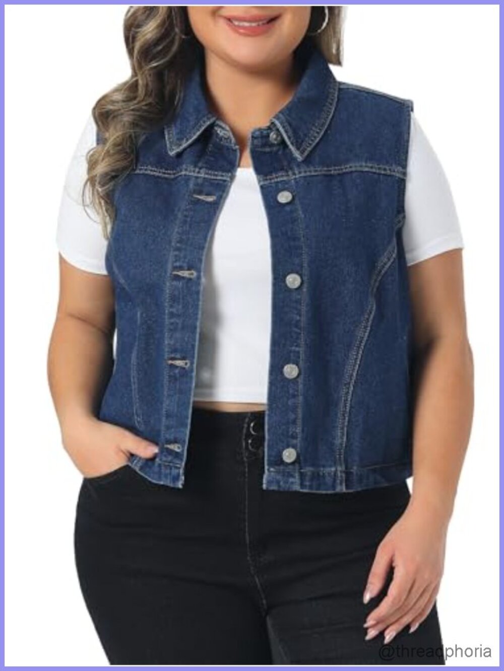 Women Plus Size Sleeveless Denim Vest Button Down Casual Classic